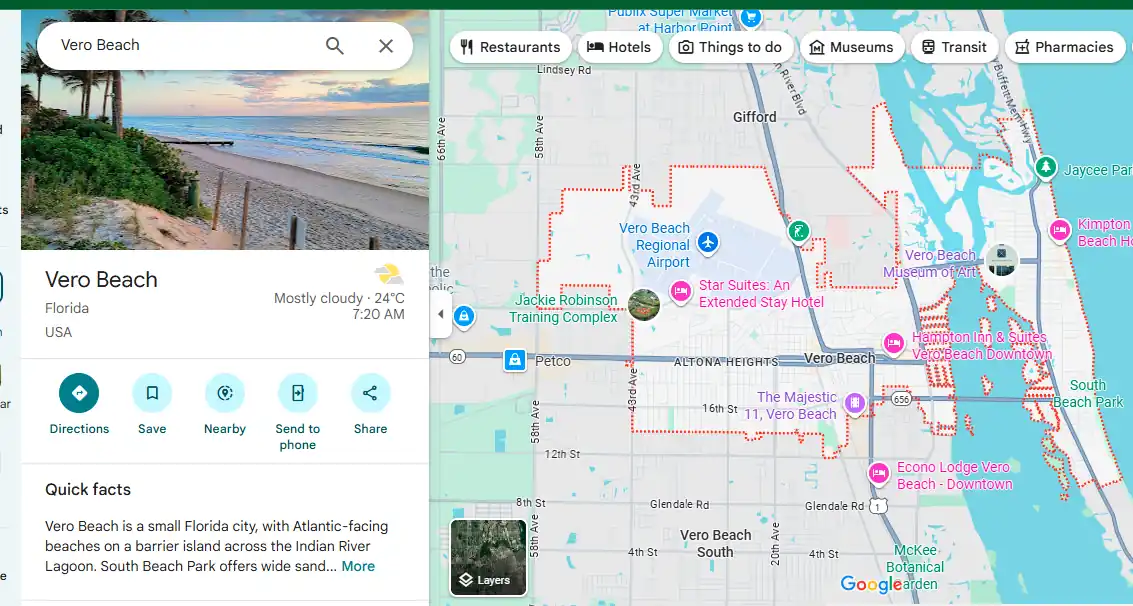 Map of Vero Beach Florida